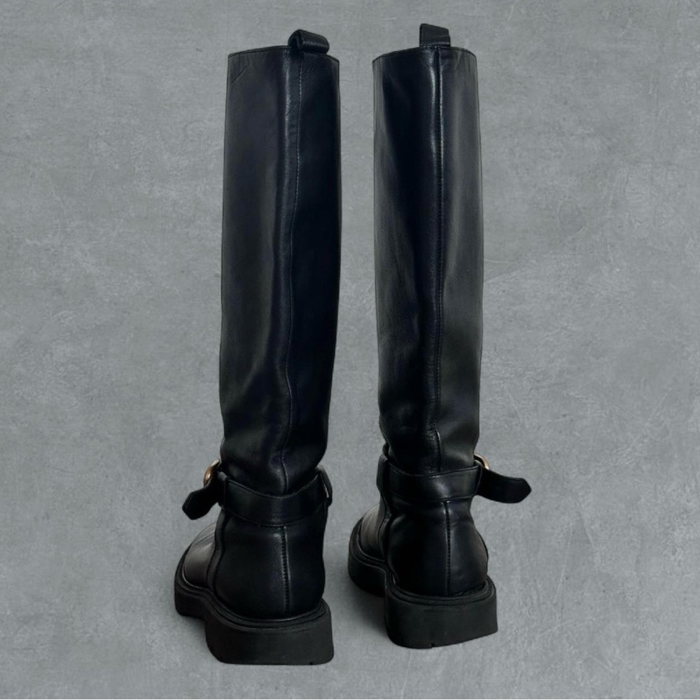 Black Leather Knee-High Boots - Picture 7 of 9